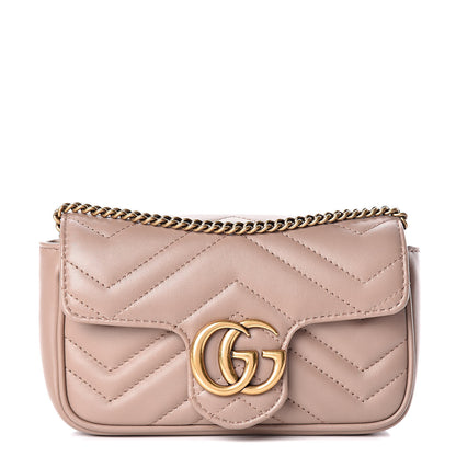 Gucci Calfskin Matelasse Super Mini GG Marmont Shoulder Bag Porcelain Rose 1 of 10