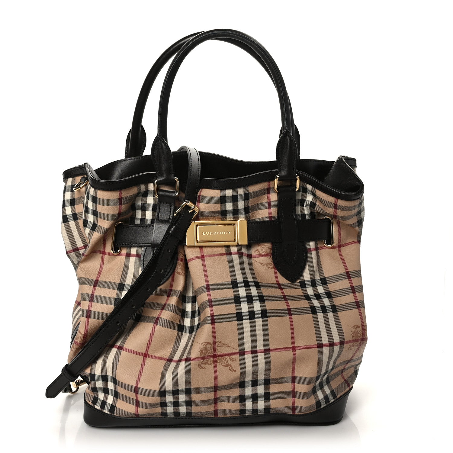 Burberry Haymarket Check Medium Golderton Tote Chocolate 1 of 11