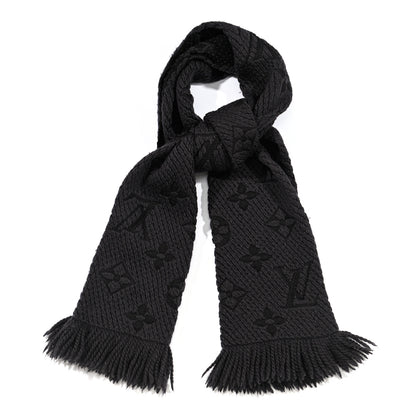 Louis Vuitton Wool Silk Logomania Scarf Charcoal Grey 1 of 3