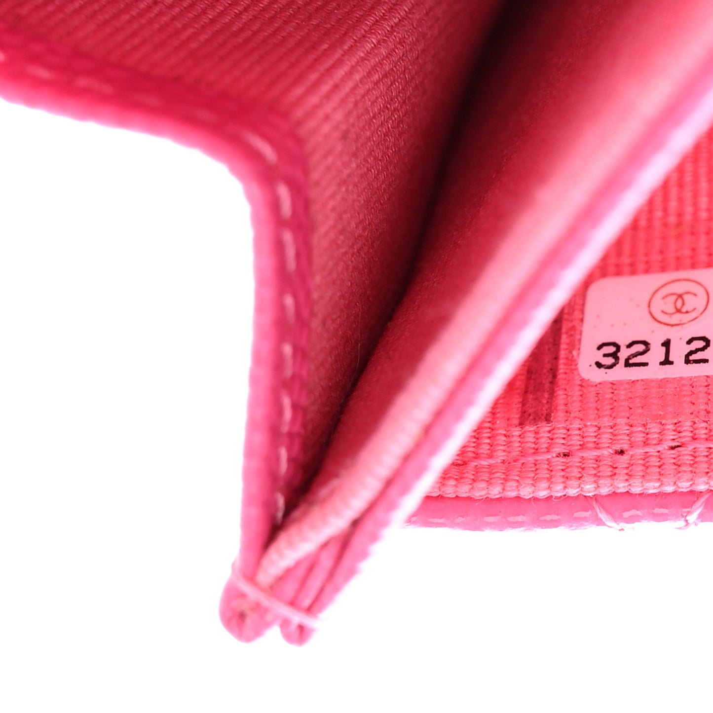 Caviar Quilted Flap Card Holder Wallet Dark Pink