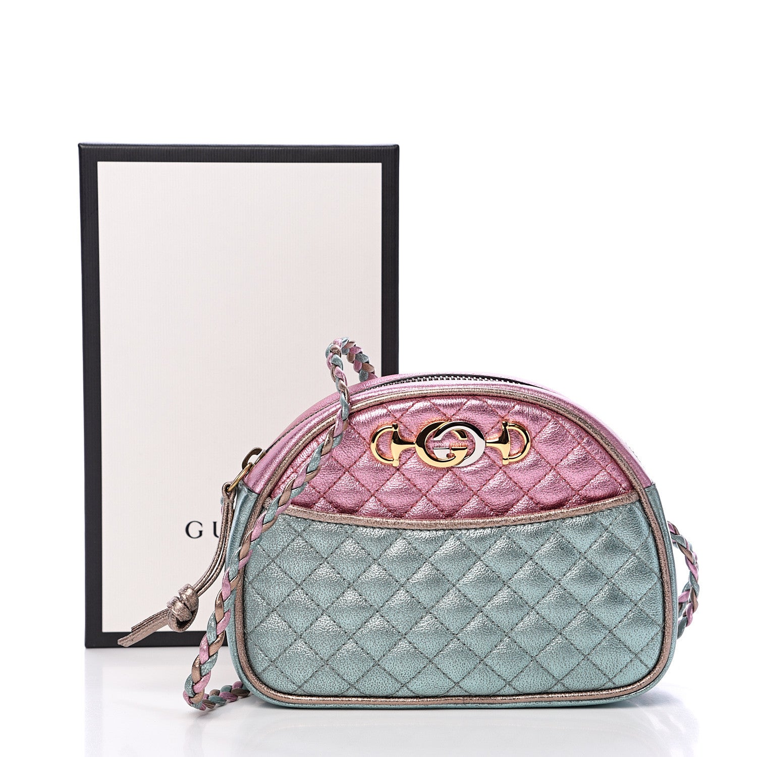Gucci Laminated Nappa Trapuntata Mini Zumi Dome Shoulder Bag Rosa Lago Rame 10 of 10