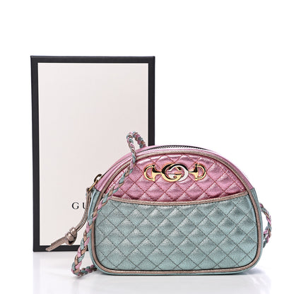 Gucci Laminated Nappa Trapuntata Mini Zumi Dome Shoulder Bag Rosa Lago Rame 10 of 10