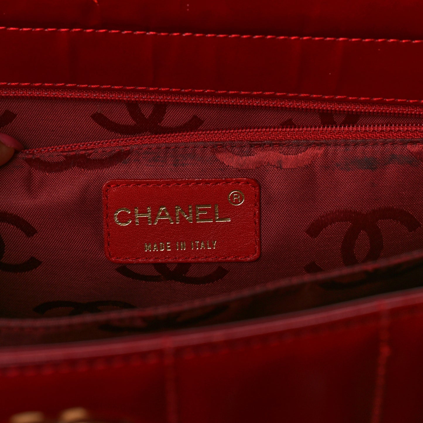 Patent Chocolate Bar CC Tote Red