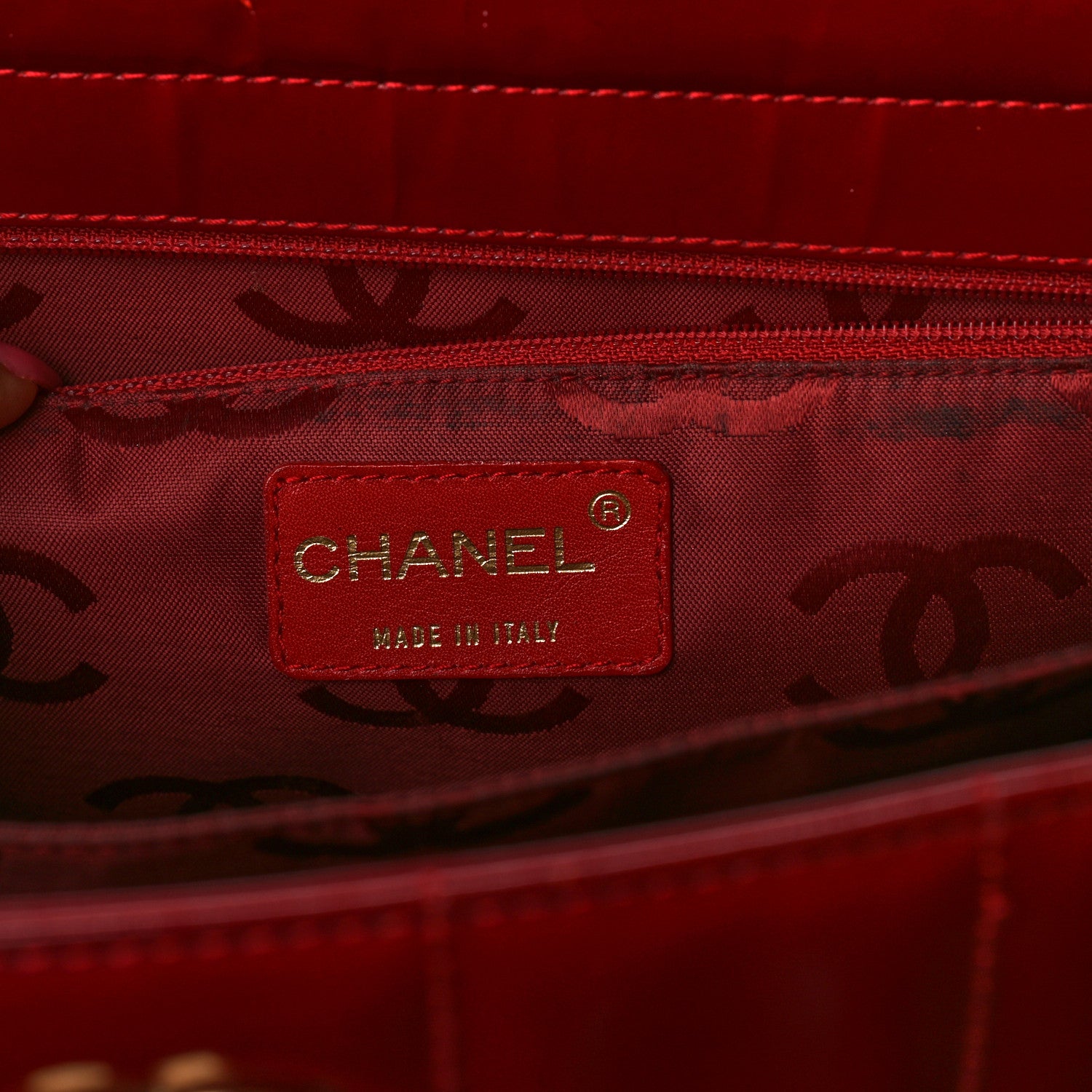 Chanel Patent Chocolate Bar CC Tote Red 6 of 17