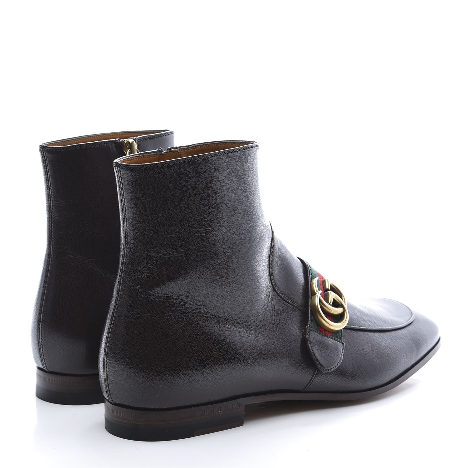 Gucci Goatskin Web Mens GG Ankle Boots 8 Cocoa 4 of 9