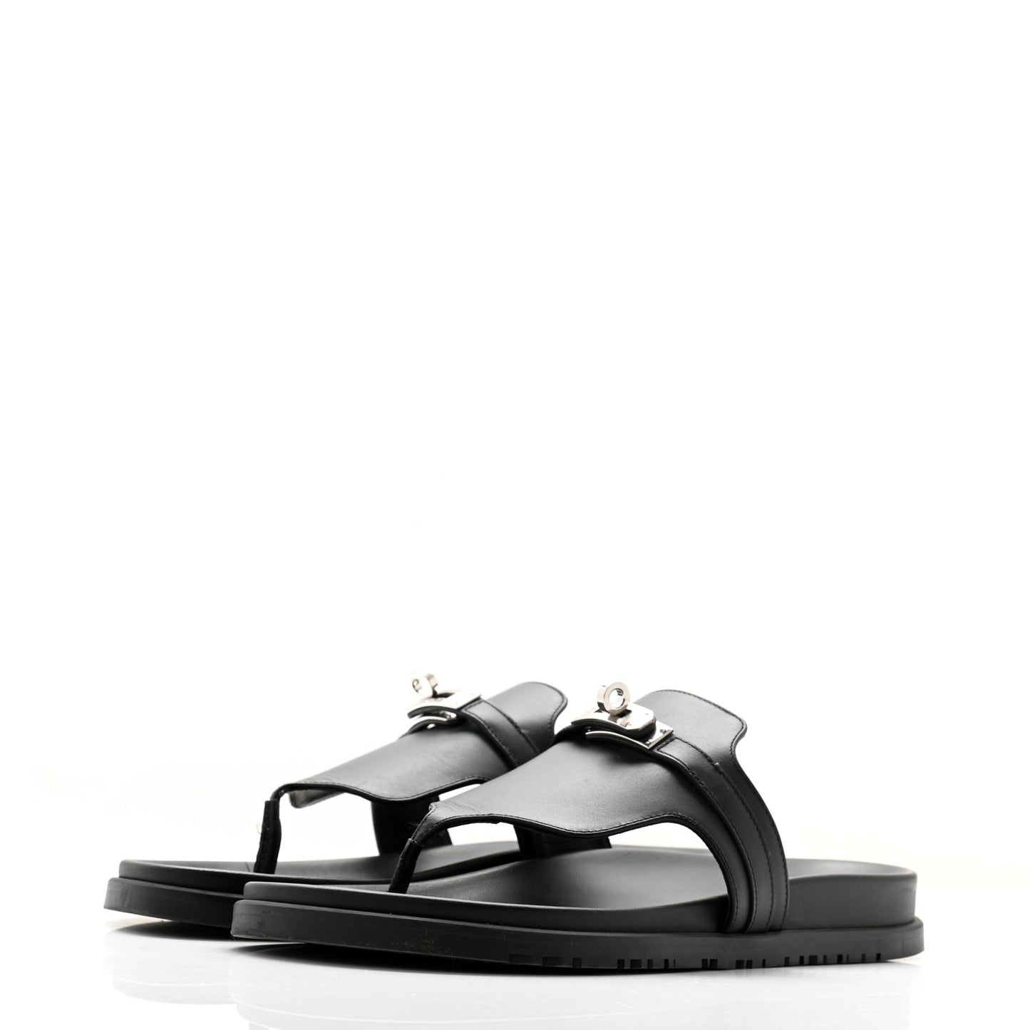 Calfskin Womens Empire Sandals 40.5 Black