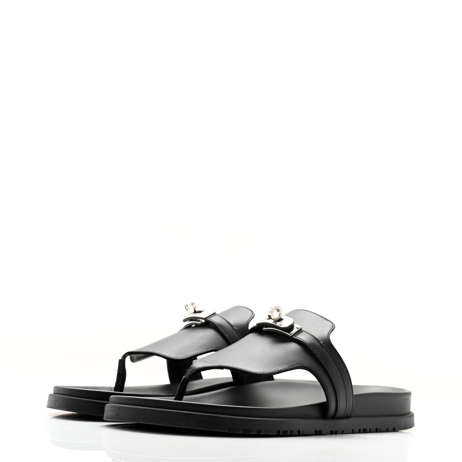 Hermes Calfskin Womens Empire Sandals 40.5 Black 3 of 11