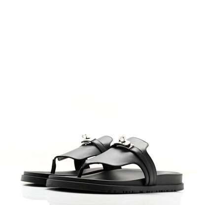 Hermes Calfskin Womens Empire Sandals 40.5 Black 3 of 11