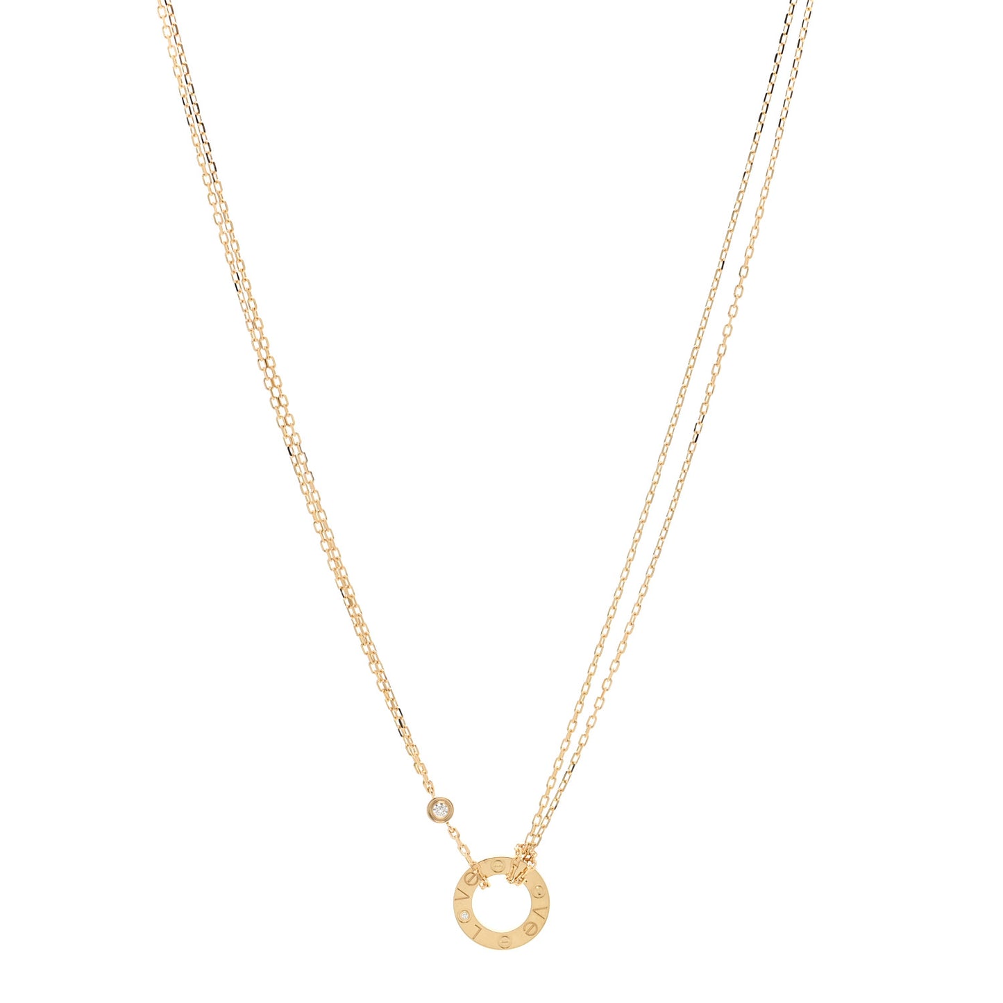 18K Yellow Gold 2 Diamond LOVE Necklace