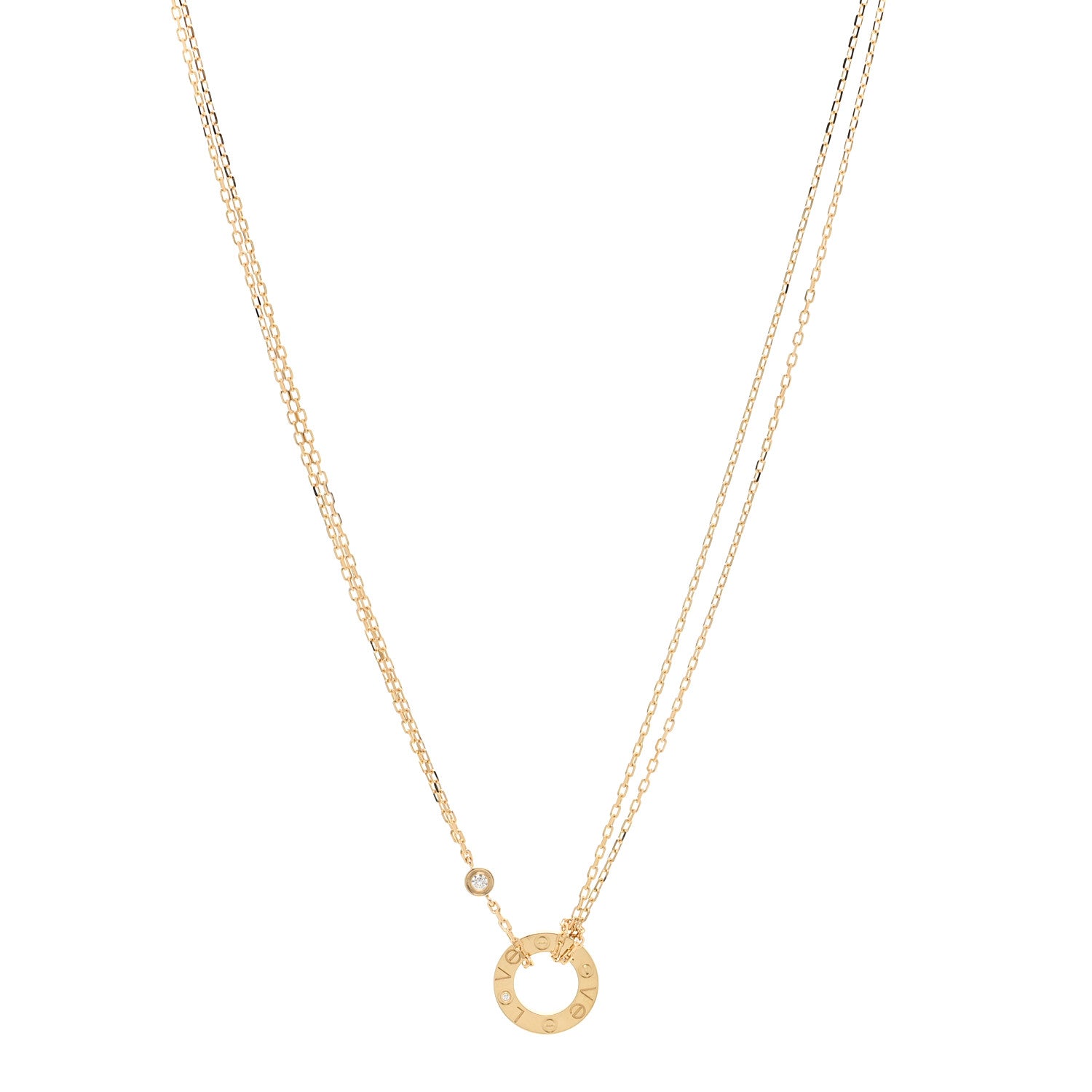 Cartier 18K Yellow Gold 2 Diamond LOVE Necklace 1 of 6
