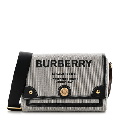 Burberry Canvas Horseferry Print Note Crossbody Bag Grey Black 1 of 12