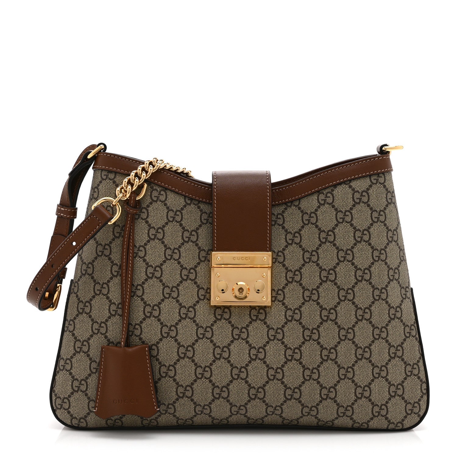 Gucci GG Supreme Monogram Medium Padlock Shoulder Bag Beige Ebony