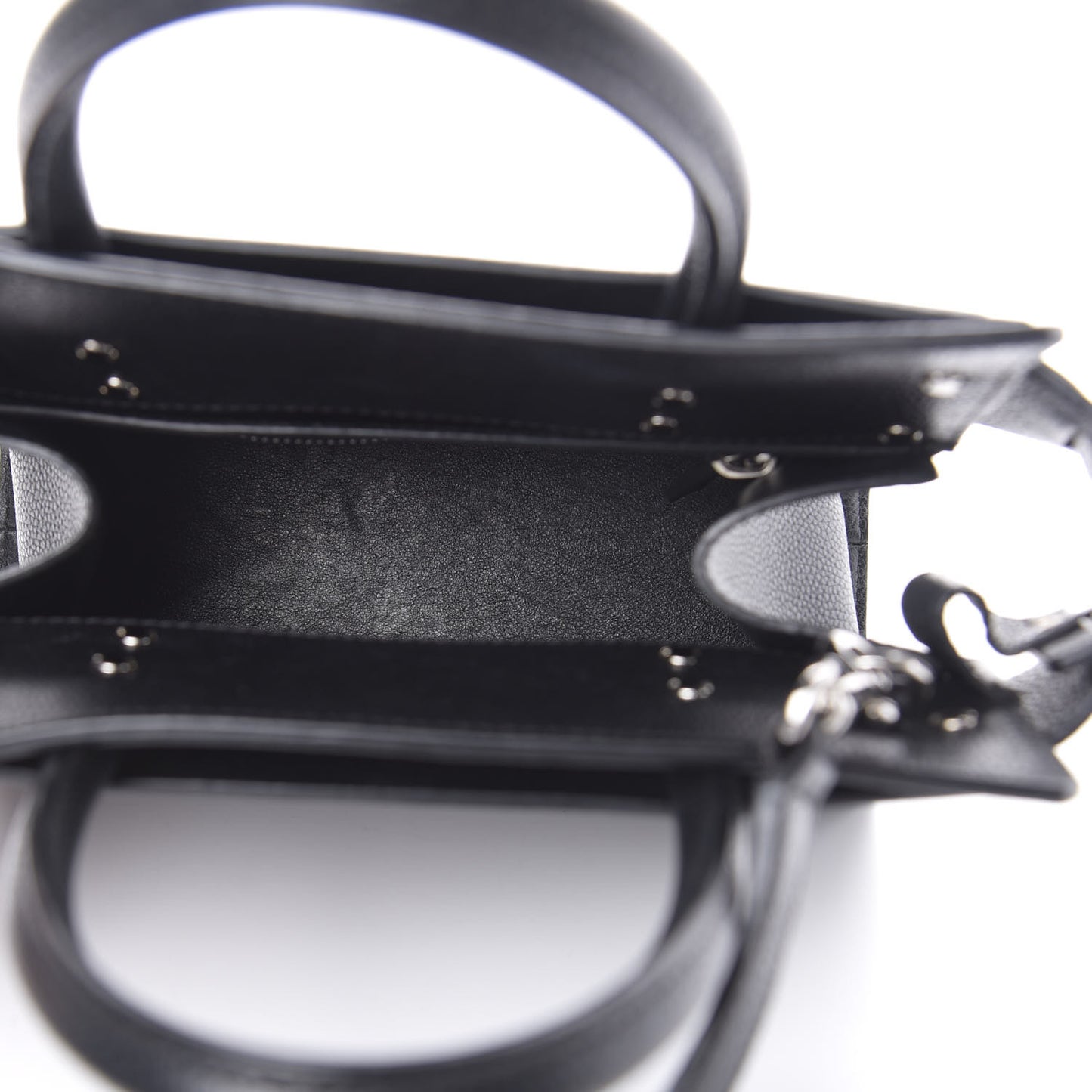 Grained Calfskin Mini Horizon Satchel Black