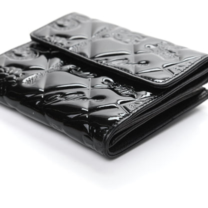 Chanel Patent Calfskin Lucky Symbols Compact French Flap Wallet Black 9 of 9