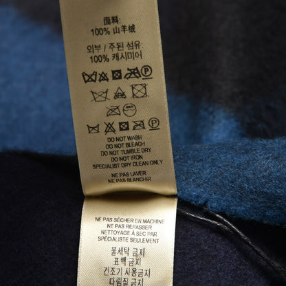 Burberry Cashmere Half Mega Check Fringe Scarf Indigo Blue 7 of 7