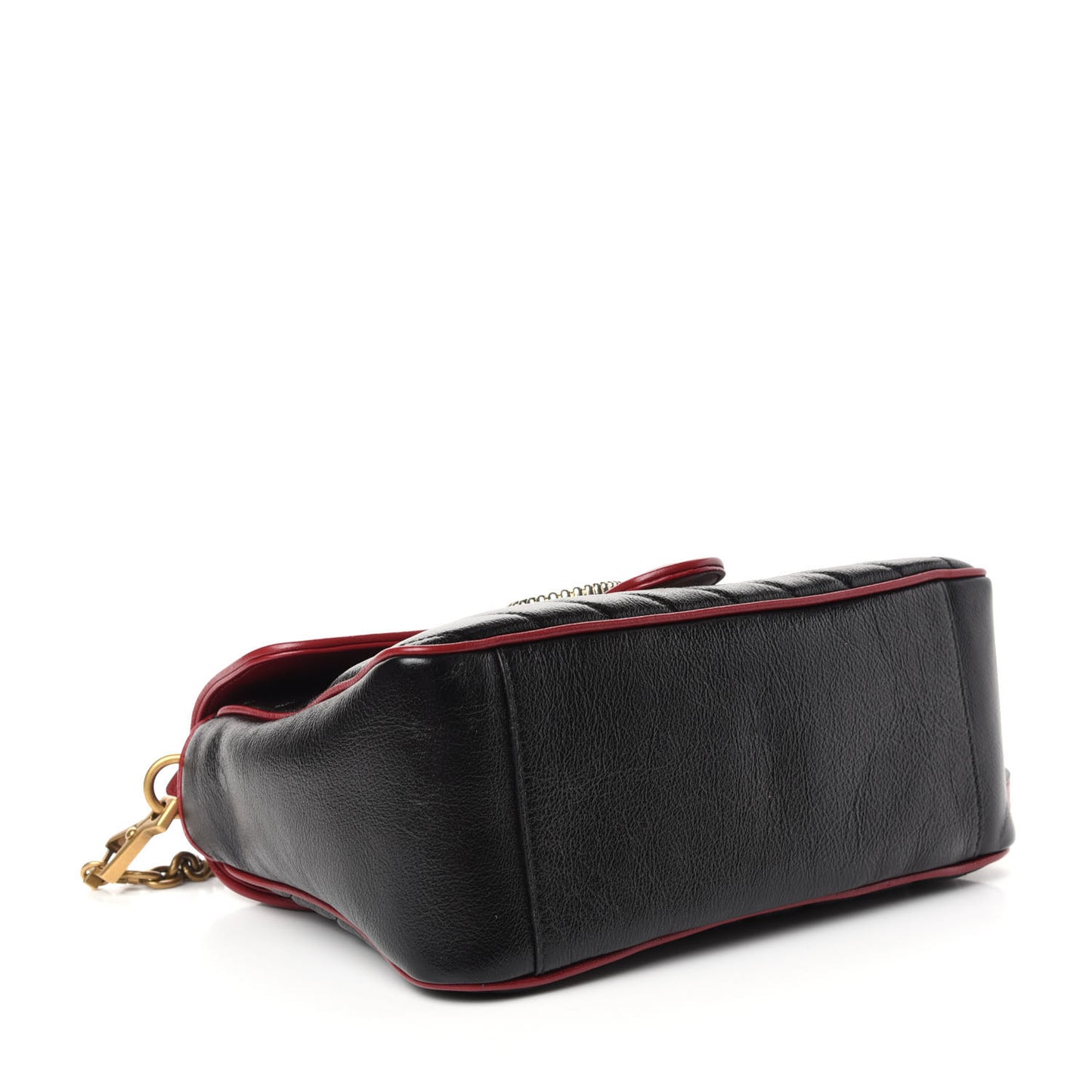 Vintage Effect Calfskin Matelasse Diagonal Small Torchon GG Marmont Top Handle Shoulder Bag Black Romantic Cherry
