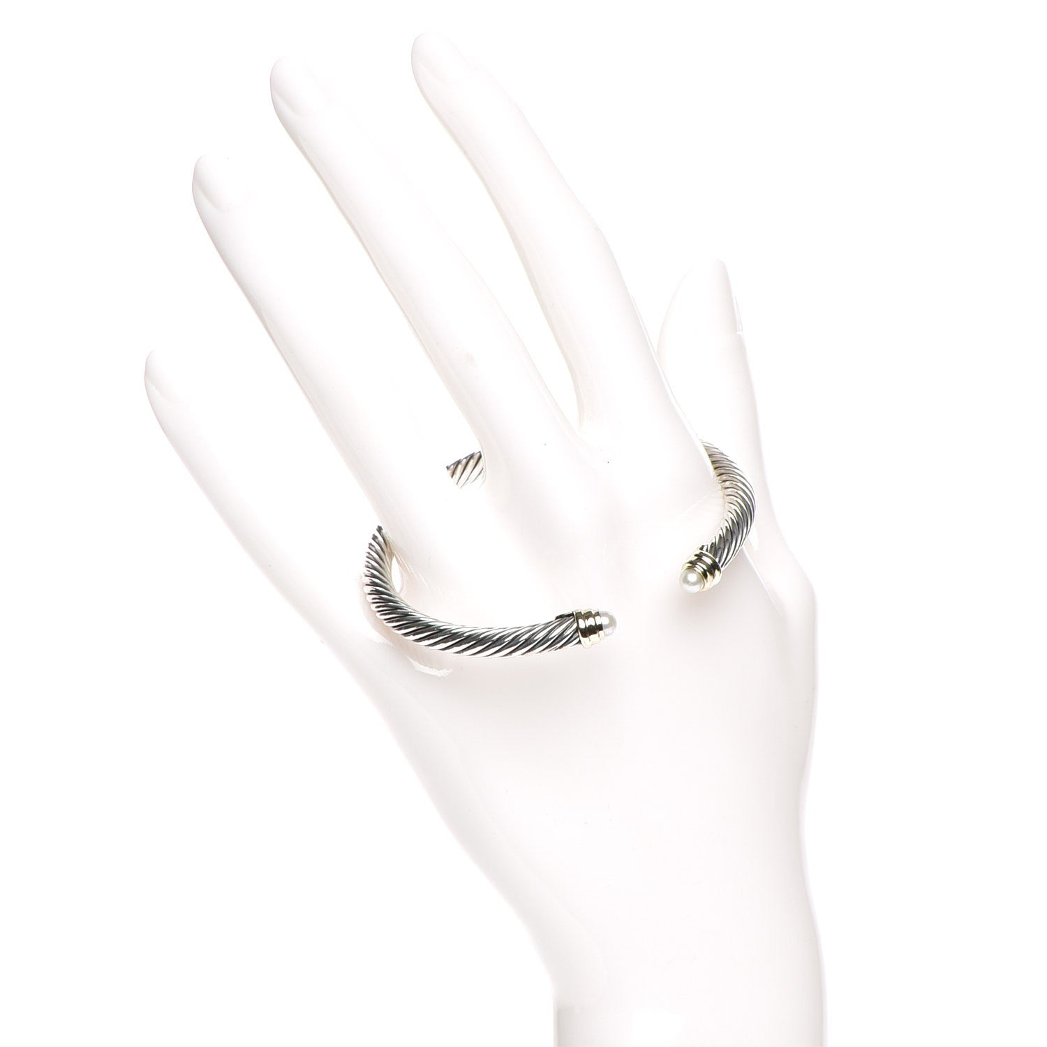 David Yurman Sterling Silver 14K Yellow Gold Pearl 5mm Cable Classics Petite Color Bracelet 2 of 6