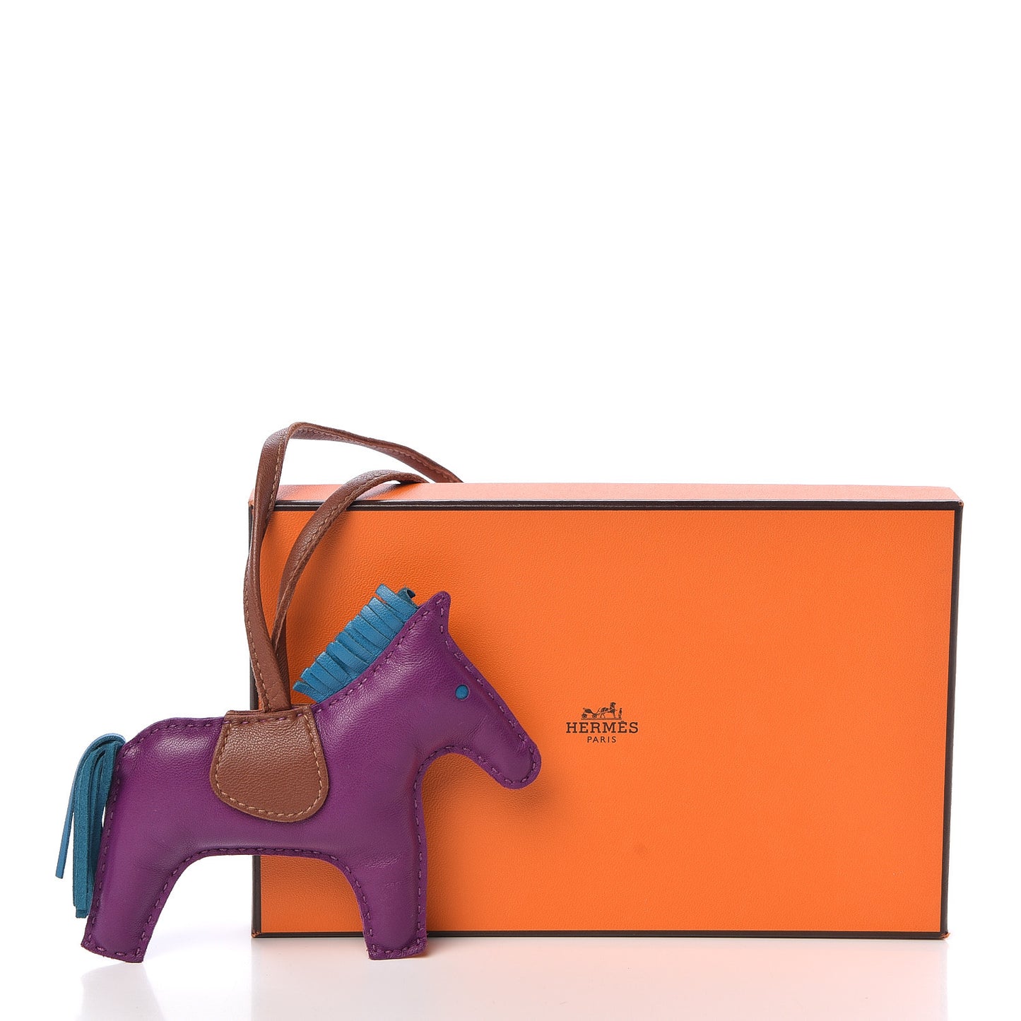 Milo Lambskin Grigri Rodeo Horse Bag Charm MM Anemone Bleu Izmir Fauve