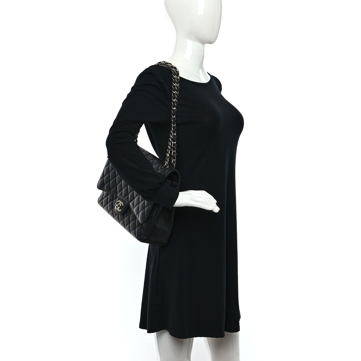 Caviar Quilted Maxi Double Flap Black