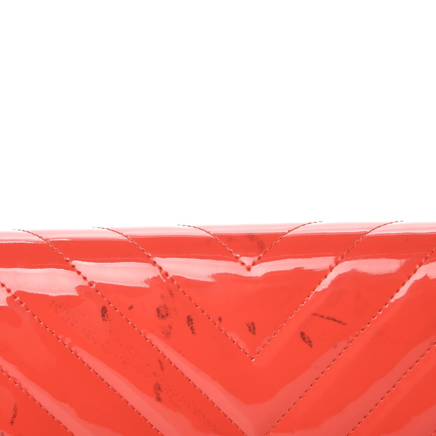 Patent Calfskin Chevron Quilted Wallet On Chain WOC Red