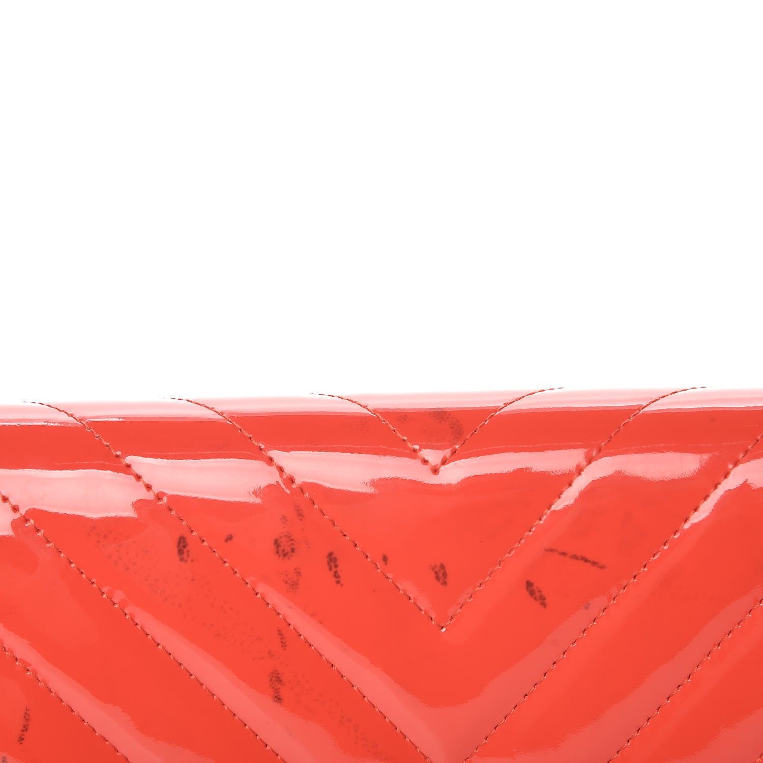 Chanel Patent Calfskin Chevron Quilted Wallet On Chain WOC Red 13 of 20