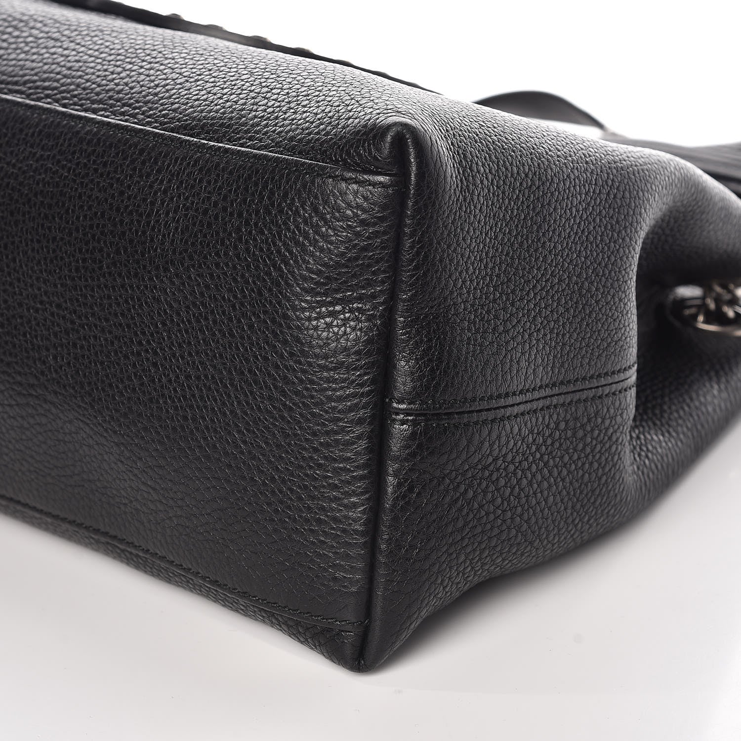 Gucci Pebbled Calfskin Studded Medium Soho Chain Shoulder Bag Black 6 of 9