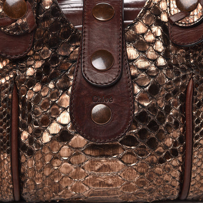 Chloe Metallic Python Calfskin Silverado Shoulder Bag Brown 6 of 13