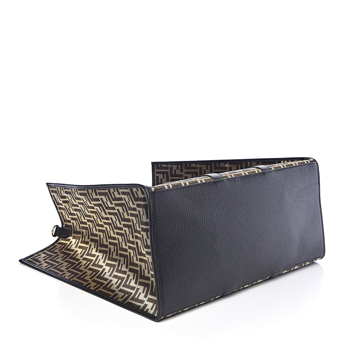 Fabric Jacquard Cuoio Roma FF Metallic Thread Karligraphy Tote Gold Black