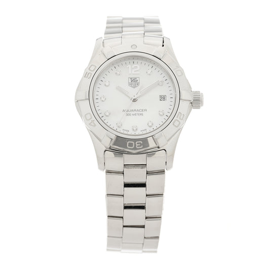 Stainless Steel Diamond Mother of Pearl 27mm Aquaracer Lady Quartz Watch WAF1415