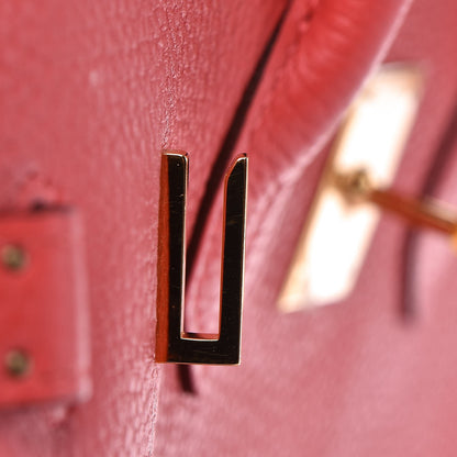 Hermes Taurillon Clemence Birkin 35 Rouge Pivoine 22 of 37