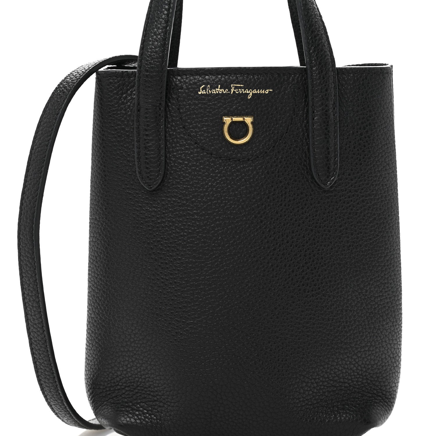 Salvatore Ferragamo Tumbled Calfskin Gancini Mini Bag Black 7 of 14