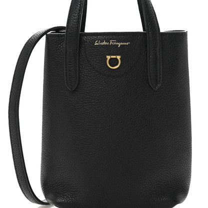 Salvatore Ferragamo Tumbled Calfskin Gancini Mini Bag Black 7 of 14