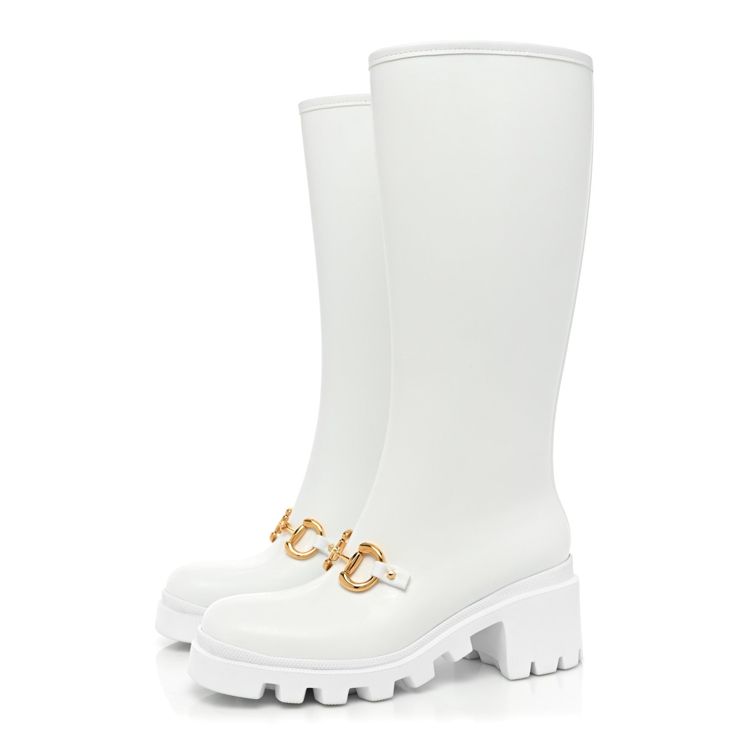 Gucci Rubber Horsebit Knee High Boots 39 Great White 3 of 8