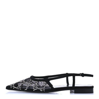 Gucci Tela Retino Kid Scamosciato Crystal GG Monogram Square Demi Ballet Flats 36 Black 1 of 8