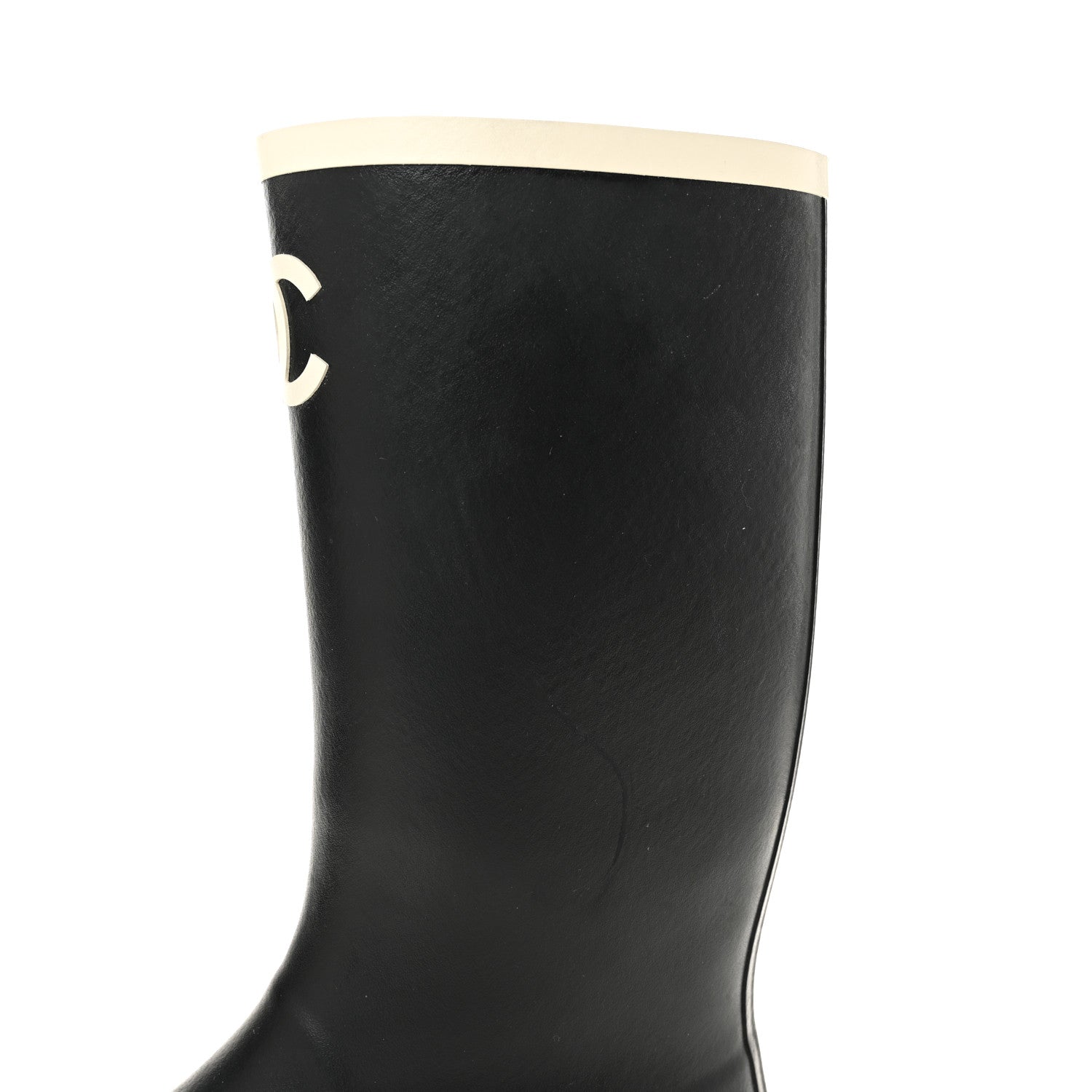 Chanel Caoutchouk CC High Boots 40 Black White 10 of 12