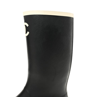 Chanel Caoutchouk CC High Boots 40 Black White 10 of 12