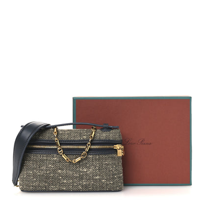 Loro Piana Virgin Wool Blend Herringbone Calfskin Extra Pocket Mini Pouch Green Sand Blue Green Sun Gold 11 of 11