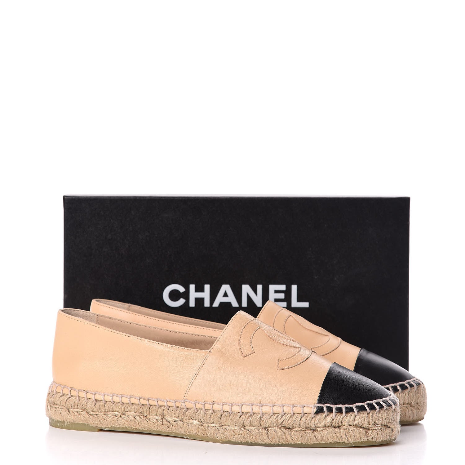 Chanel Lambskin CC Espadrilles 40 Beige Black 11 of 11