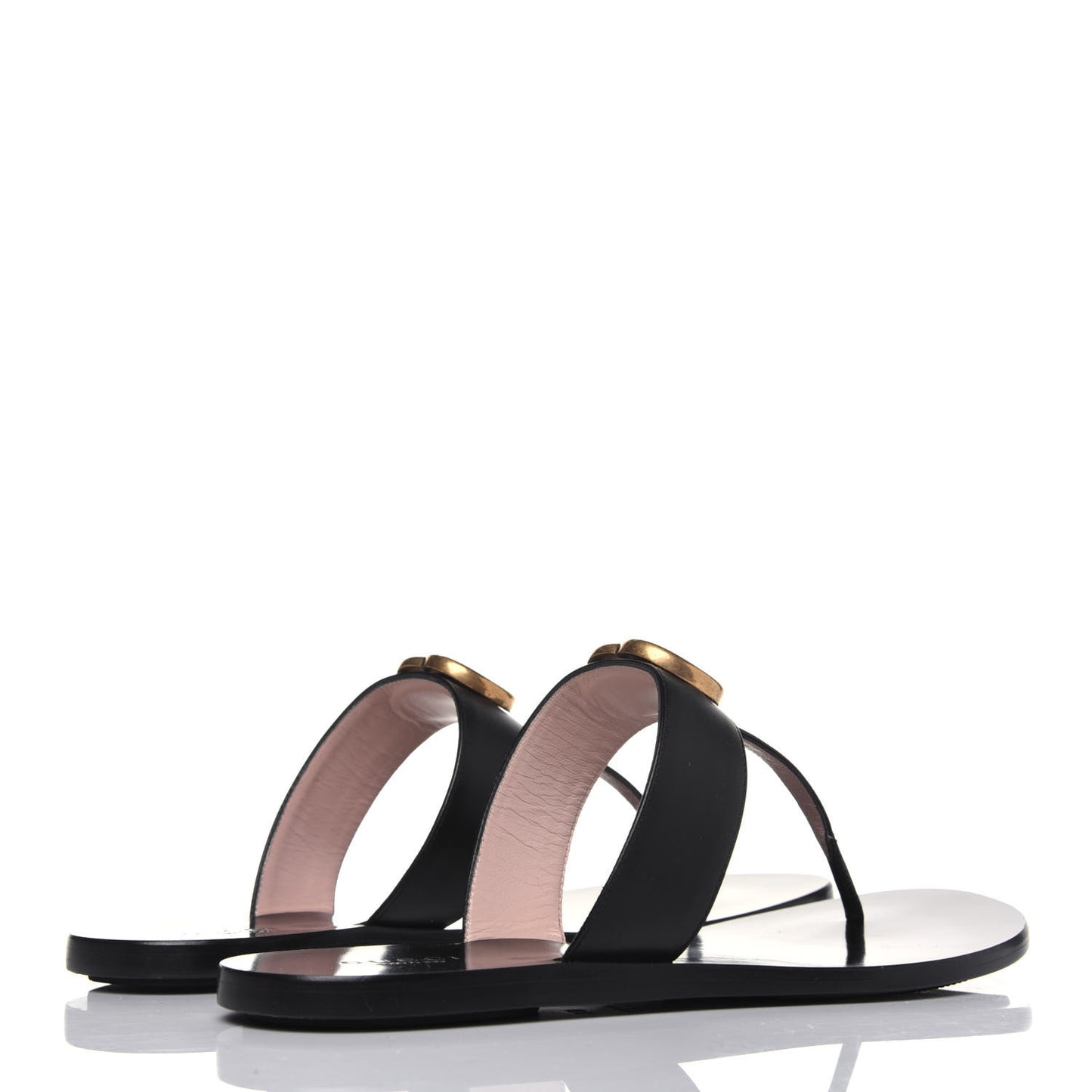 Calfskin GG Marmont Thong Sandals 38 Black
