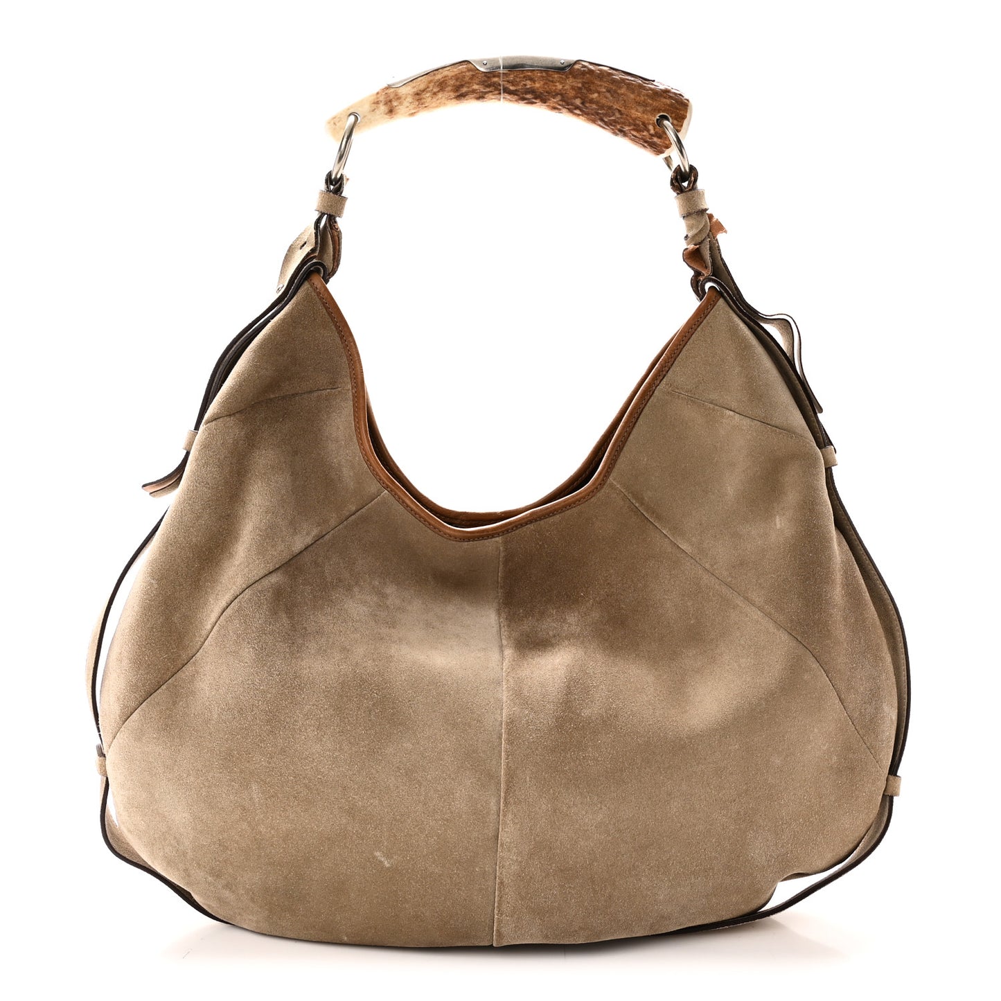Suede Buffalo Horn Mombasa Hobo Beige