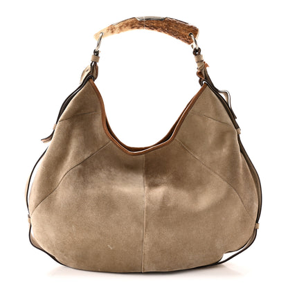 Saint Laurent Suede Buffalo Horn Mombasa Hobo Beige 1 of 10