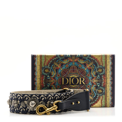 Christian Dior Oblique Studded Shoulder Strap Blue 5 of 5