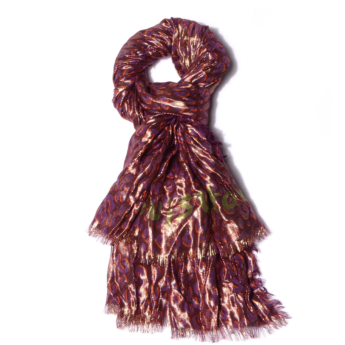Cashmere Silk Leopard Etole Stole Disco Prune