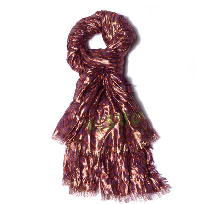 Louis Vuitton Cashmere Silk Leopard Etole Stole Disco Prune 1 of 6