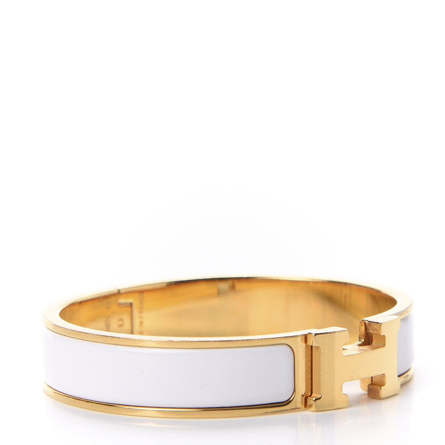 Enamel Narrow Clic Clac H Bracelet PM White