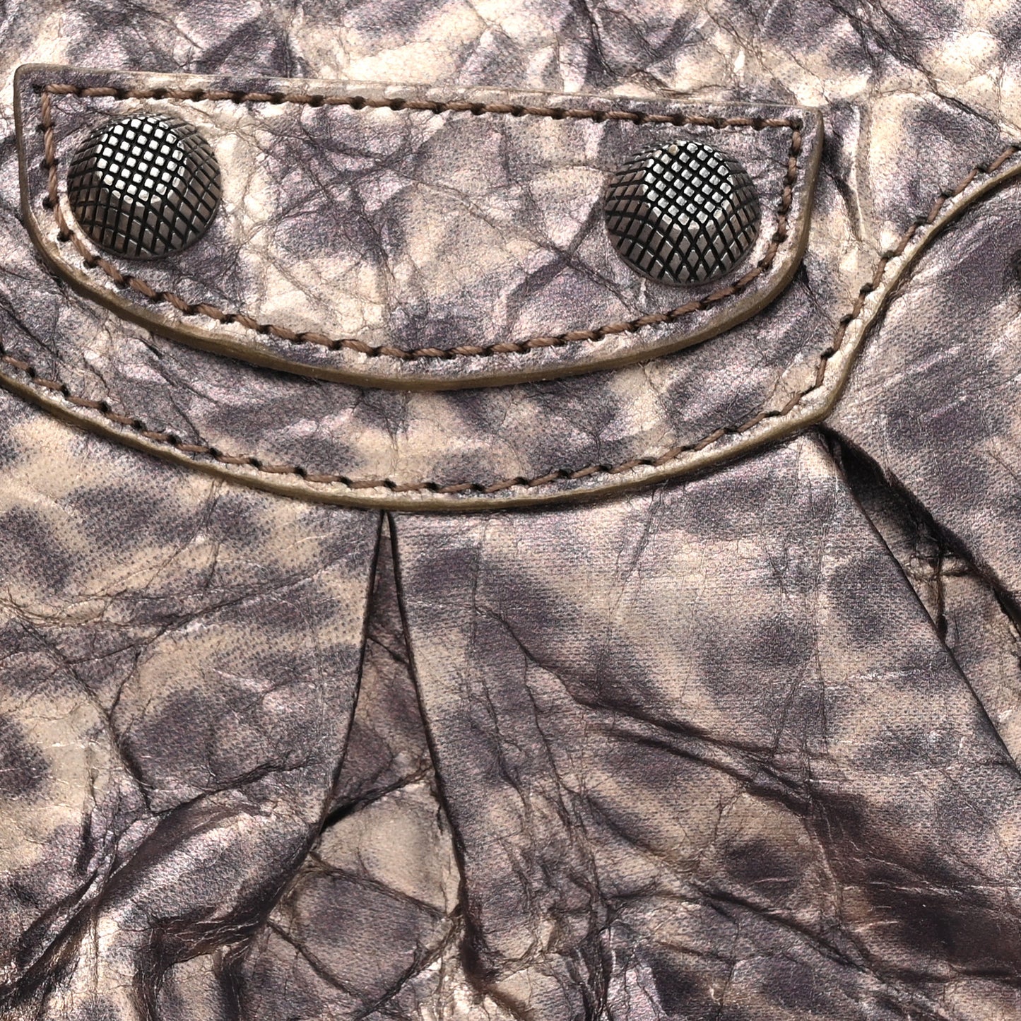 Metallic Agneau Arena Leopard Le Cagole Shoulder Bag XS Brown