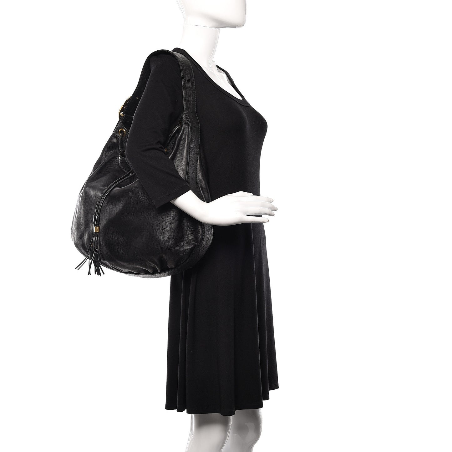 Pebbled Calfskin Medium Interlocking Icon Shoulder Bag Black