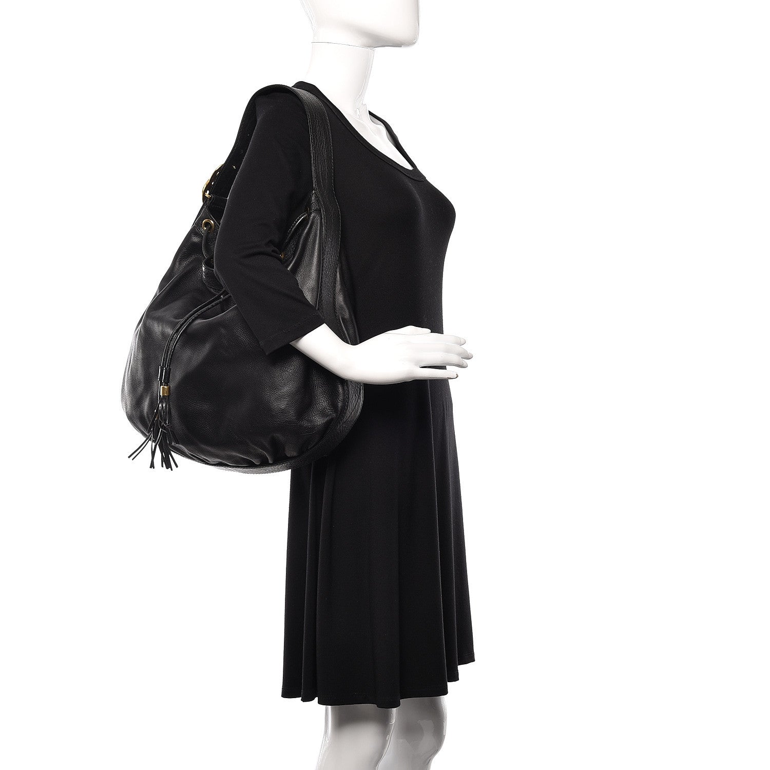 Gucci Pebbled Calfskin Medium Interlocking Icon Shoulder Bag Black 2 of 10