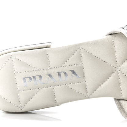 Prada Jacquard Logo Embroidered 10mm Slide Sandals 36 Black Talco 7 of 8