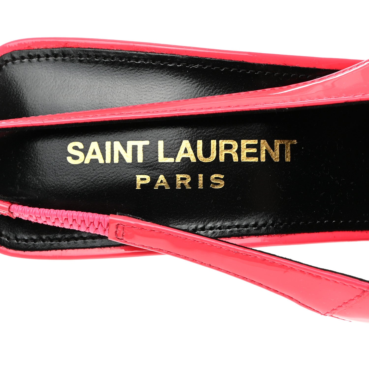 Saint Laurent Patent Calfskin Paloma 105 Slingback Pumps 38 Highlighter Coral 6 of 9